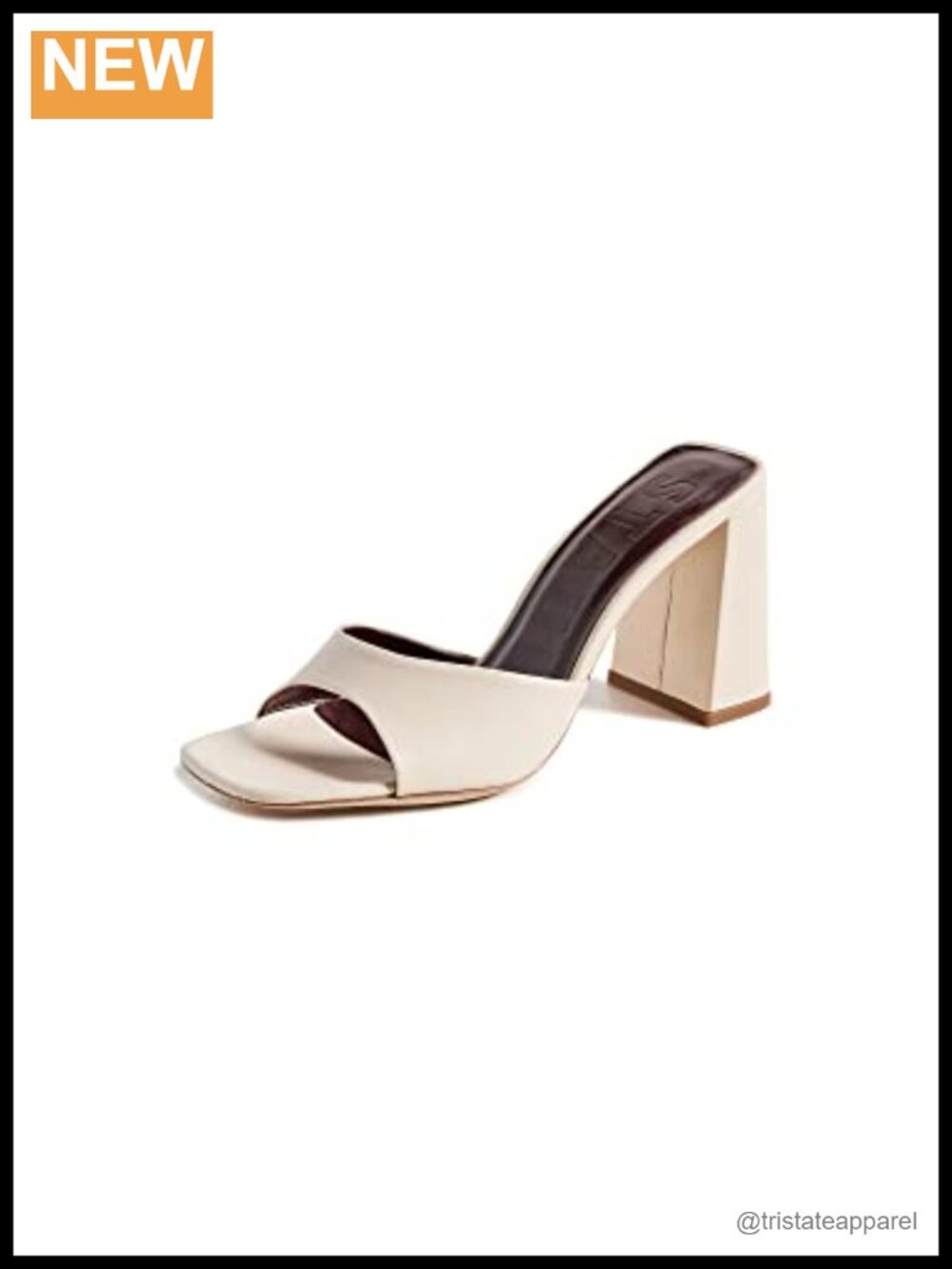 STAUD Sloane Leather Heeled Sandal Covered Heel Ankle Strap Wedding Heel